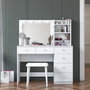 Hanah Home Mesa de Maquillaje con 10 Focos y Puff Blanco
